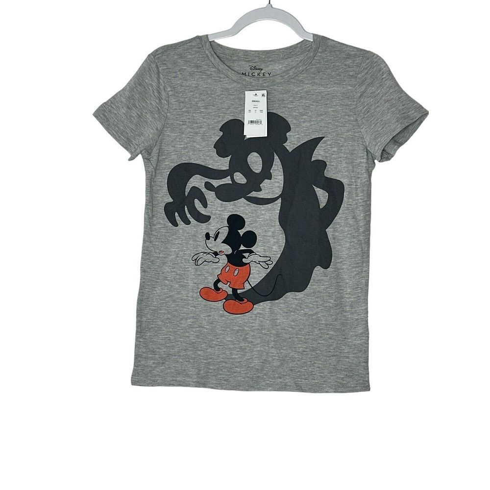 Disney Mickey Mouse Shirt Women's Small Gray Shadow Short Sleeve NWT